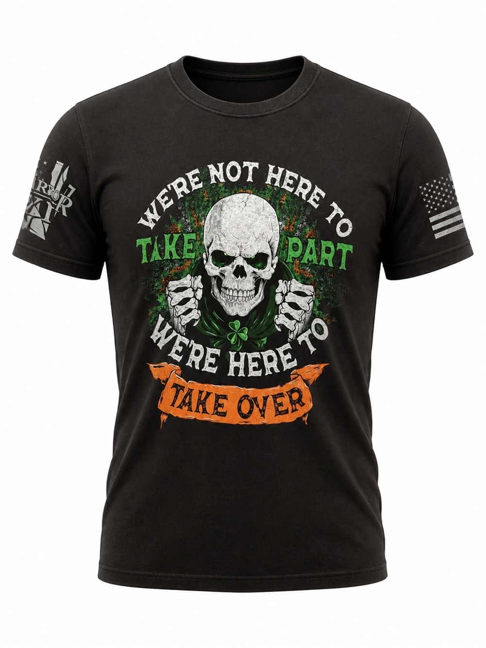 Warrior Men’s Black Graphic Skull 'We're Here to Take Over' T-Shirt